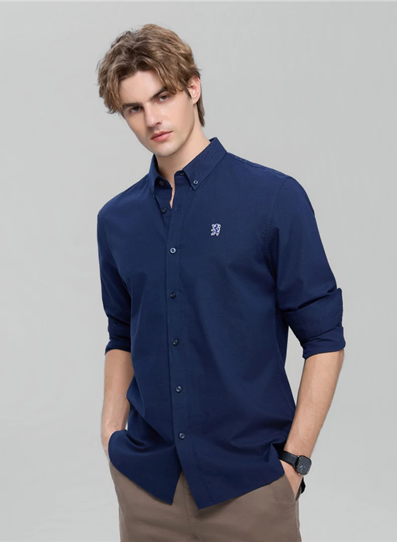 Men’s Cotton Slim Oxford Shirt with Embroidery